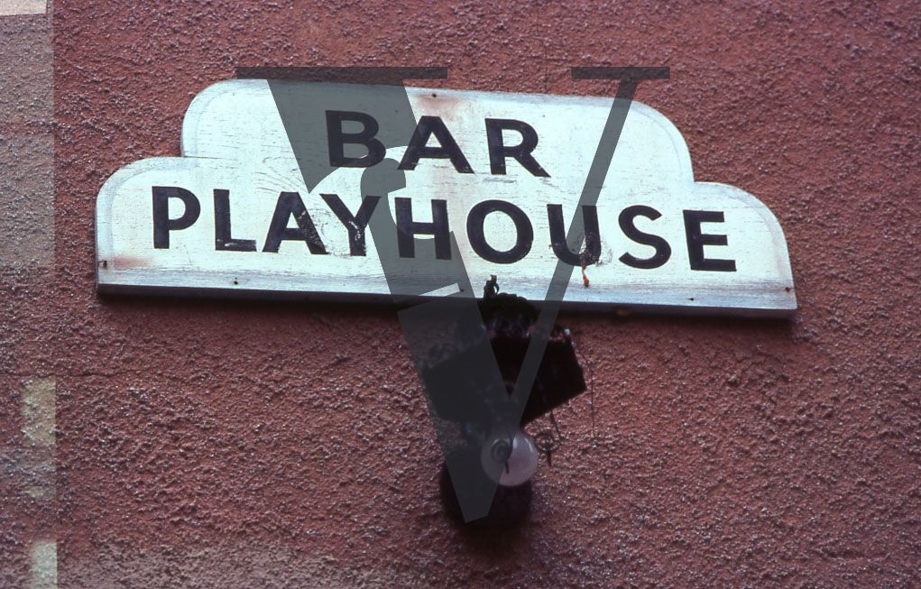 Bar Playhouse sign, exterior shot.